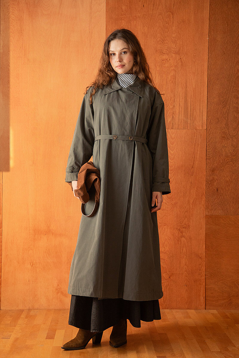 Yüksek Yaka Oversize Trençkot Antrasit - 2