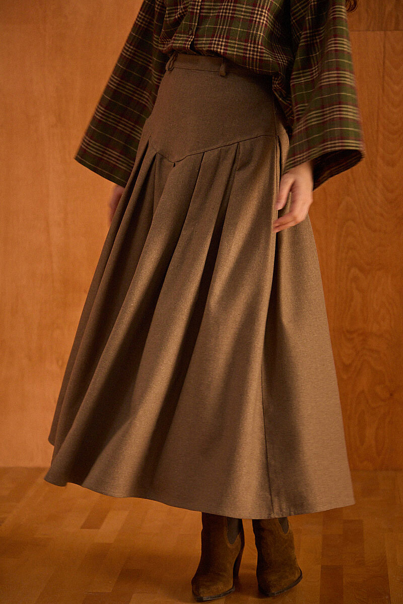 Yünlü Pileli Etek Camel - 4