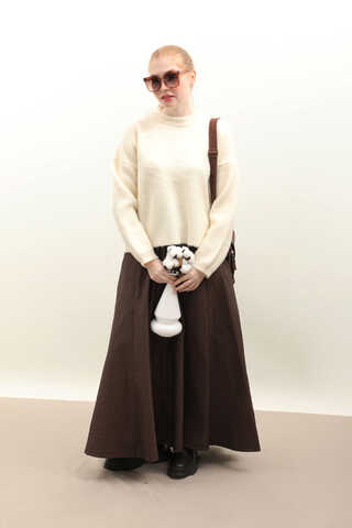 Yünlü Kısa Kazak Ekru - 2