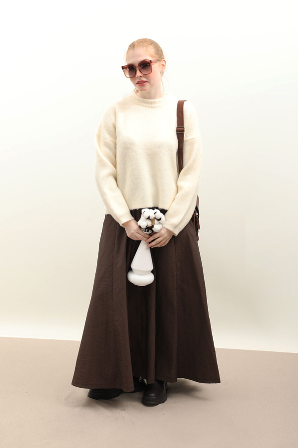 Yünlü Kısa Kazak Ekru - 2