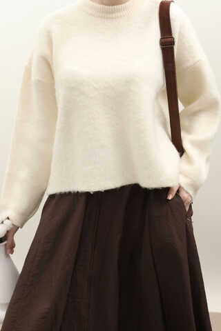 Yünlü Kısa Kazak Ekru - 4