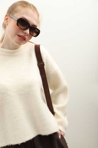 Yünlü Kısa Kazak Ekru - 5