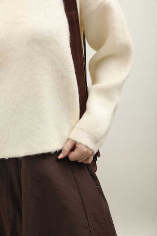 Yünlü Kısa Kazak Ekru - 7