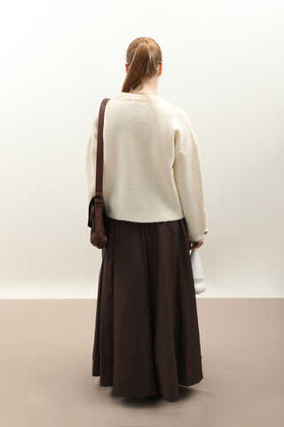 Yünlü Kısa Kazak Ekru - 8