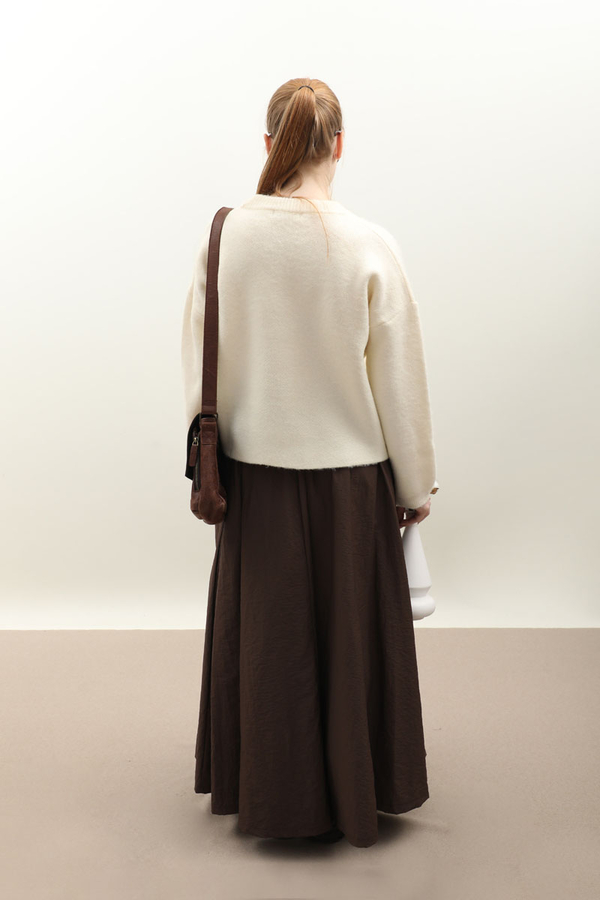 Yünlü Kısa Kazak Ekru - 8