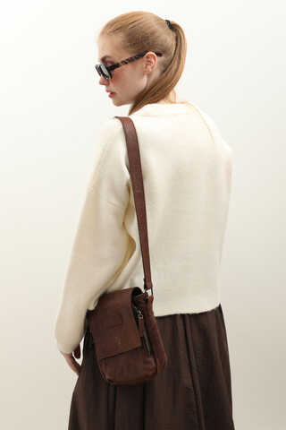 Yünlü Kısa Kazak Ekru - 9