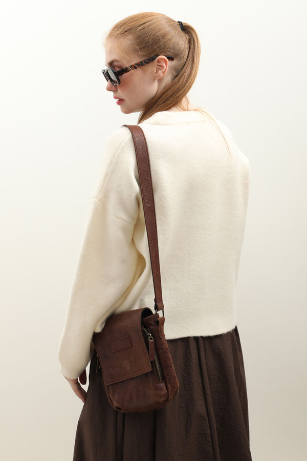 Yünlü Kısa Kazak Ekru - 9