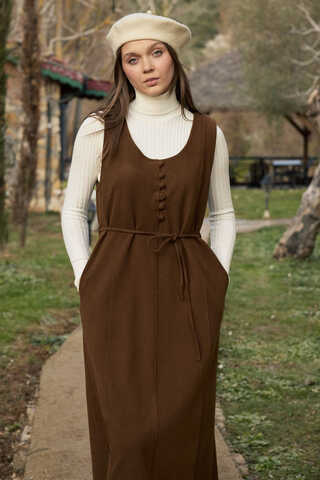 Yuvarlak Yaka Jile Kahverengi - 1