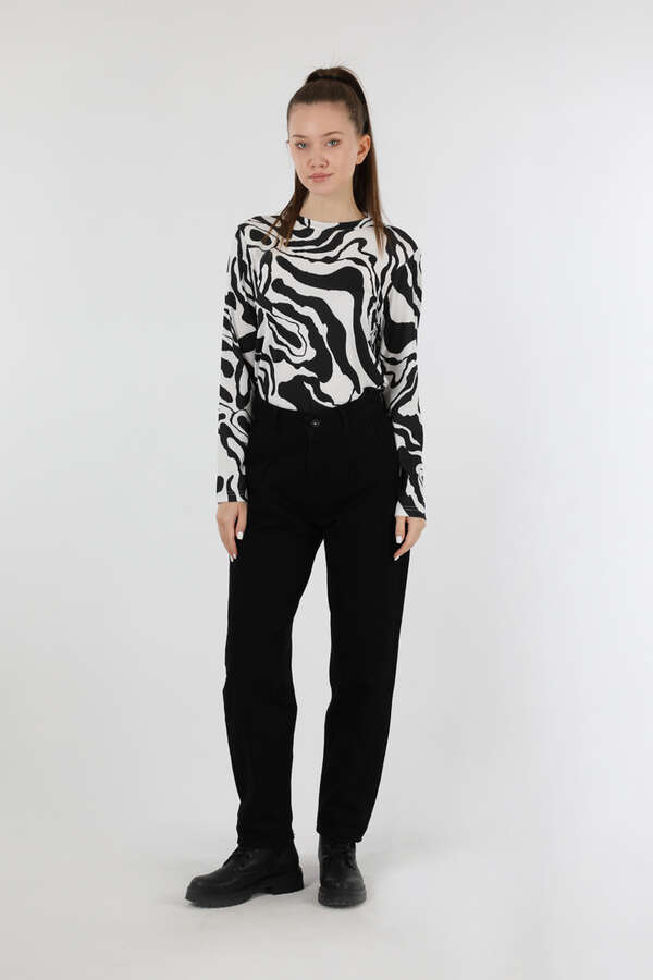 Zebra Desenli Body Siyah - 2