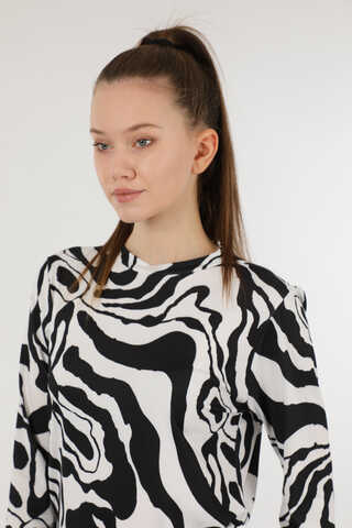 Zebra Desenli Body Siyah - 3