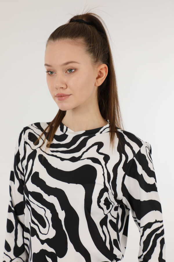 Zebra Desenli Body Siyah - 3