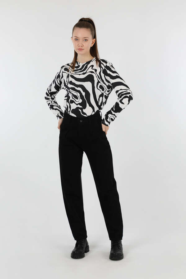 Zebra Desenli Body Siyah - 4
