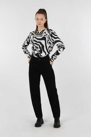 Zebra Desenli Body Siyah - 4