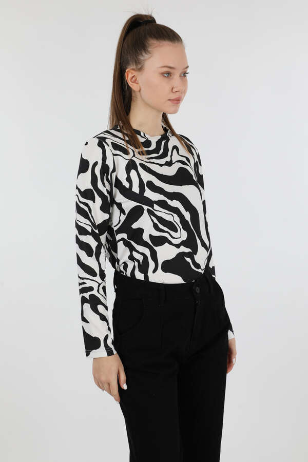 Zebra Desenli Body Siyah - 5