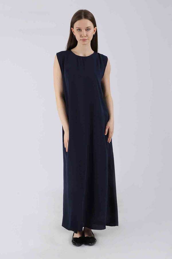 Zero Sleeve Underwear Dress Navy Blue - 1