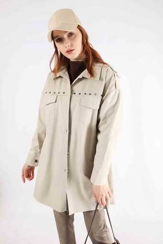 Zımbalı Kot Gömlek Taş - 4