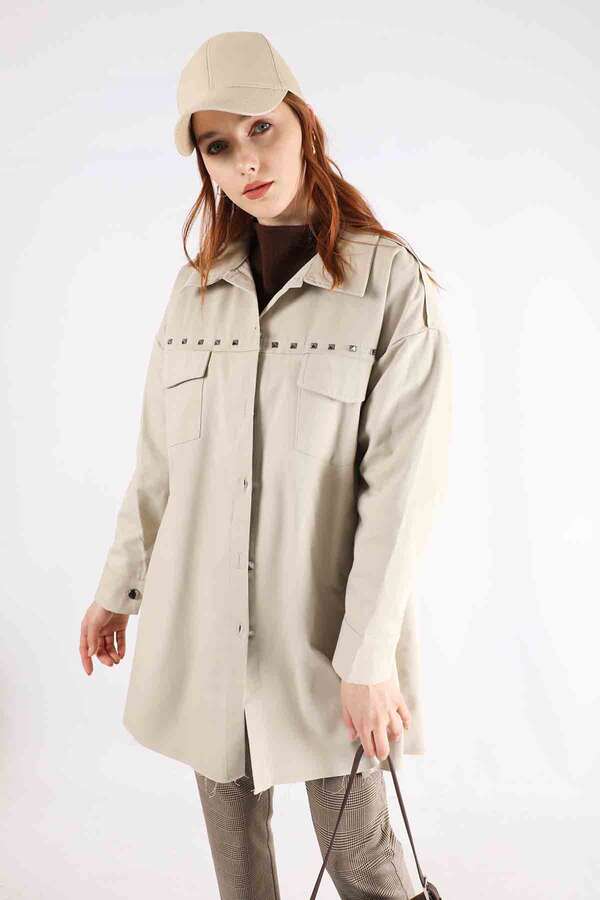 Zımbalı Kot Gömlek Taş - 4