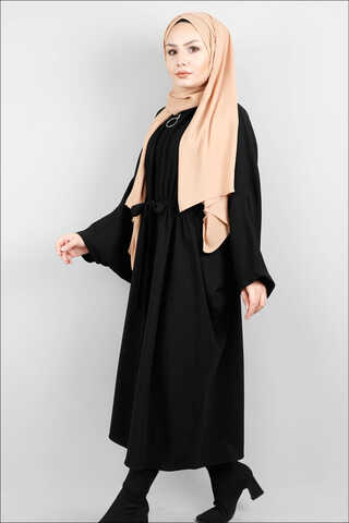 Zippered Belted Black Tunic - 1