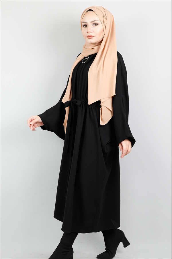 Zippered Belted Black Tunic - 1