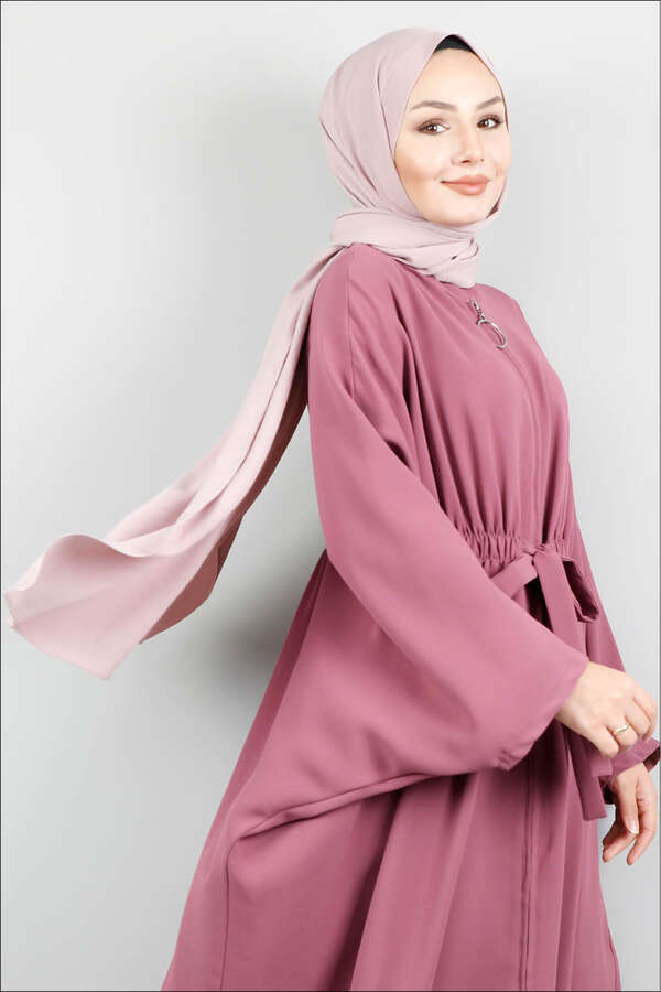 Zippered Belted Dried Rose Tunic - 4