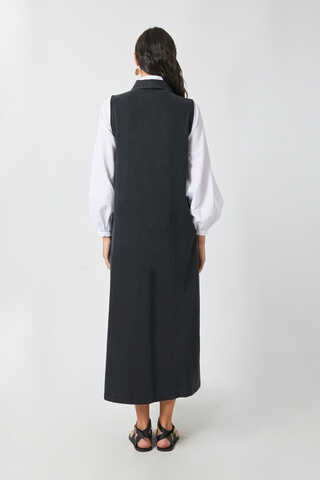 Zippered Denim Pinafore Dress Black - 9