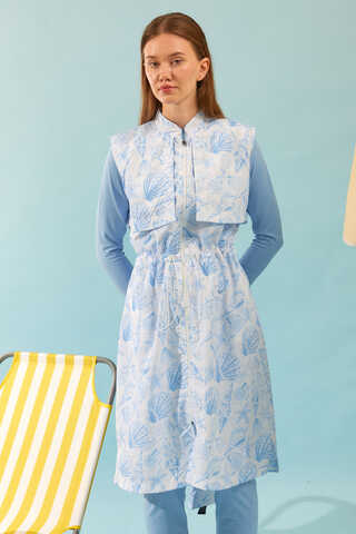 Zippered Vest Modest Swimwear Baby Blue - 3