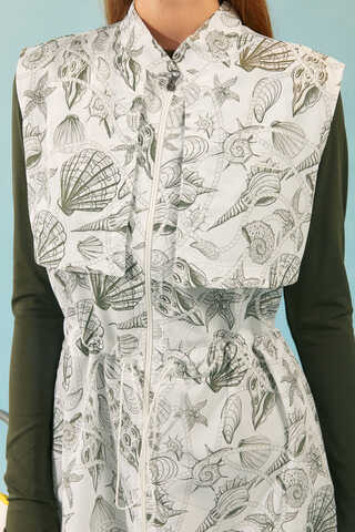 Zippered Vest Modest Swimwear Khaki - 2