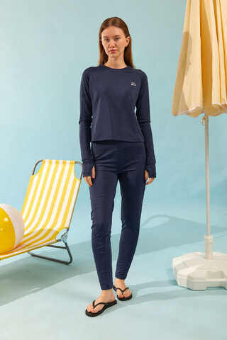 Zippered Vest Modest Swimwear Navy - 2