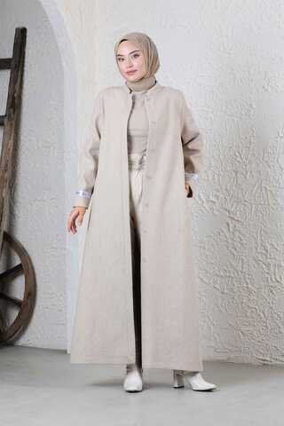 Zülays Striped Long Cachet Coat Stone - 2