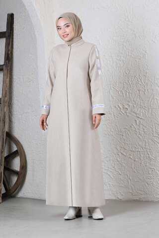 Zülays Striped Long Cachet Coat Stone - 1