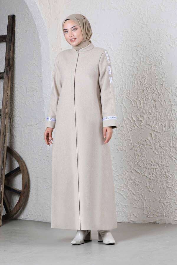 Zülays Striped Long Cachet Coat Stone - 1