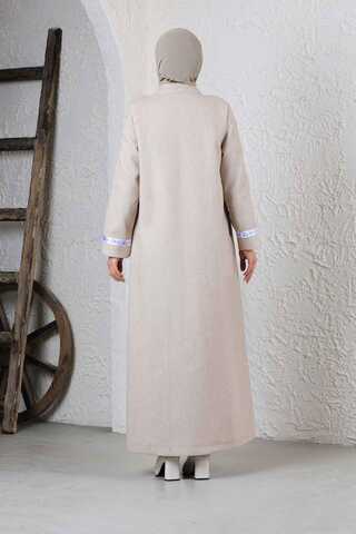 Zülays Striped Long Cachet Coat Stone - 5