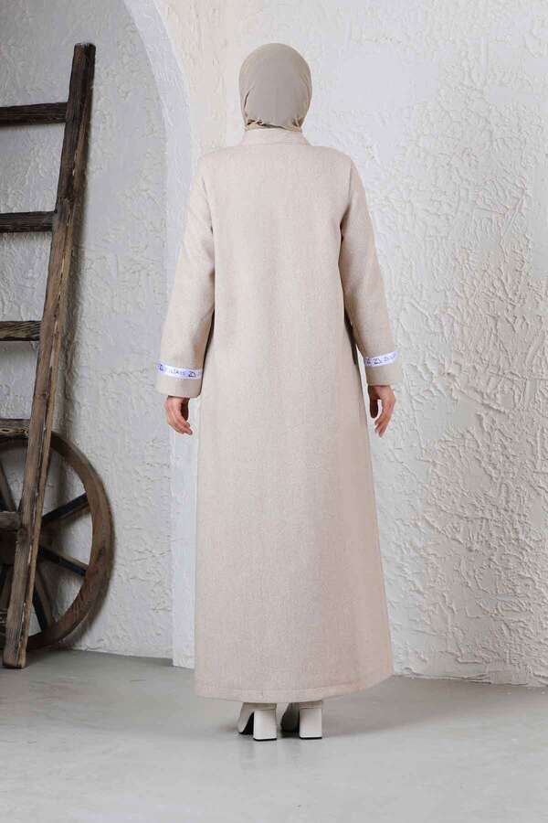 Zülays Striped Long Cachet Coat Stone - 5